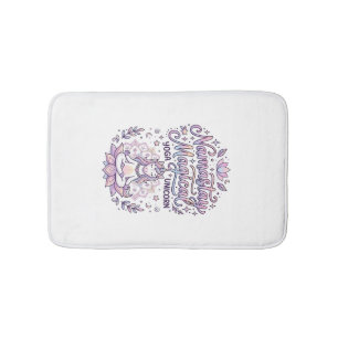 Unicorn Namastay Magical Adorable Typography Desig Bath Mat