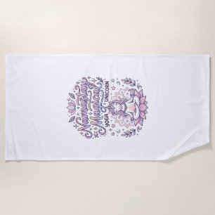 Unicorn Namastay Magical Adorable Typography Desig Beach Towel