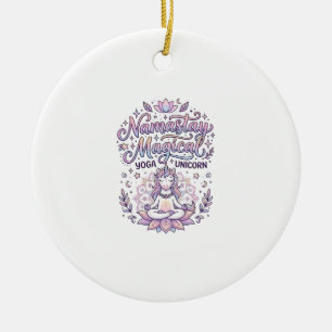 Unicorn Namastay Magical Adorable Typography Desig Ceramic Ornament