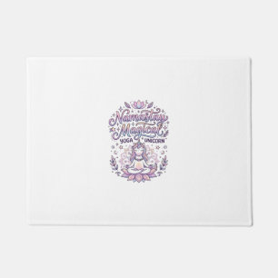 Unicorn Namastay Magical Adorable Typography Desig Doormat