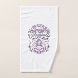 Unicorn Namastay Magical Adorable Typography Desig Hand Towel
