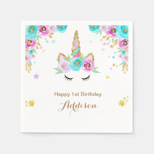Unicorn napkins with flowers