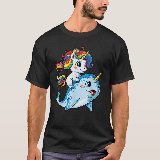 Unicorn Narwhal  Girls Kids Rainbow Unicorns Squad T-Shirt (Front)