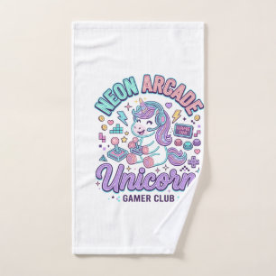 Unicorn Neon Arcade Unicorn Retro Style Product Gr Hand Towel