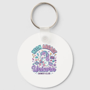 Unicorn Neon Arcade Unicorn Retro Style Product Gr Key Ring