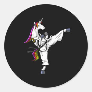 Unicorn Ninja Karate Martial Art Kickboxing Jiu Ji Classic Round Sticker