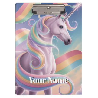 Unicorn Notebook, Magical Rainbow Stars Unicorn  Clipboard
