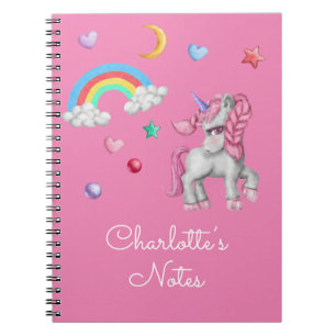 Unicorn Notebook, Magical Rainbow Stars Unicorn Notebook