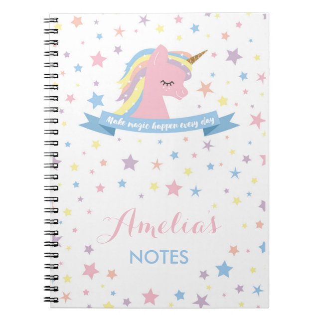 Unicorn notebook - "make magic happen every day" (Front)