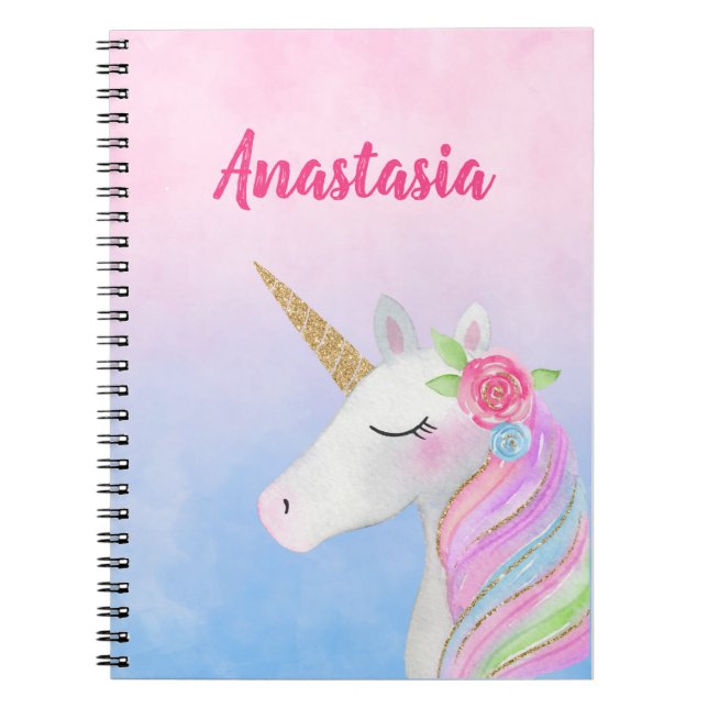Unicorn Notebooks (Personalised with Name) (Front)