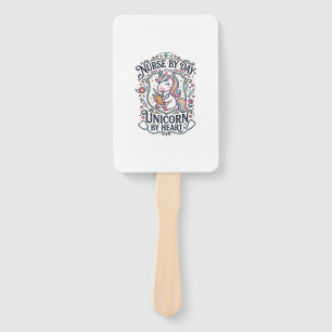 Unicorn Nurse by Day Unicorn by Heart White Backgr Hand Fan