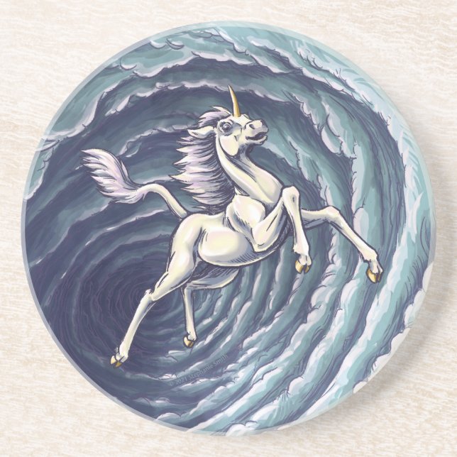 Unicorn of Air Element Fantasy Art Coaster (Front)