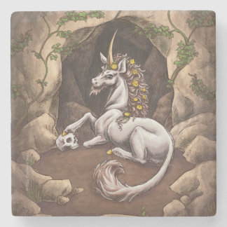 Unicorn of Earth Element Fantasy Art Stone Coaster