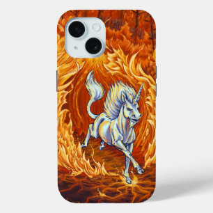 Unicorn of Fire Fantasy Art iPhone 15 Case