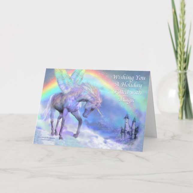 Unicorn Of The Rainbow Holiday Card (Front)
