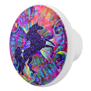 UNICORN OF THE UNIVERSE multicolored Ceramic Knob
