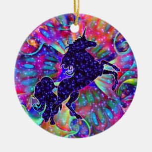 UNICORN OF THE UNIVERSE multicolored Ceramic Ornament