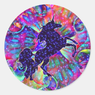 UNICORN OF THE UNIVERSE multicolored Classic Round Sticker