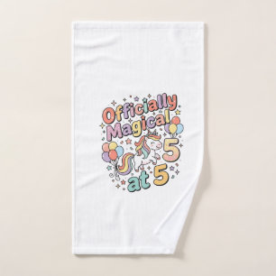 Unicorn Officially Magical at 5 Whimsical White Ba Hand Towel