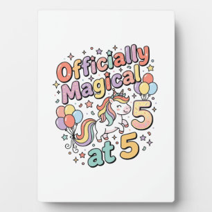 Unicorn Officially Magical at 5 Whimsical White Ba Plaque