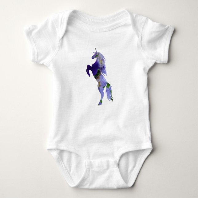 Unicorn  Old Scooter Baby Jersey Bodysuit, White Bodysuit (Front)