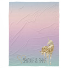 Unicorn Ombre Gold Glitter Heart