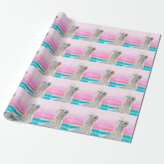Unicorn on beach wrapping paper