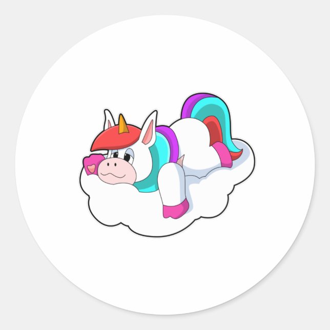 Unicorn on Clouds Classic Round Sticker (Front)