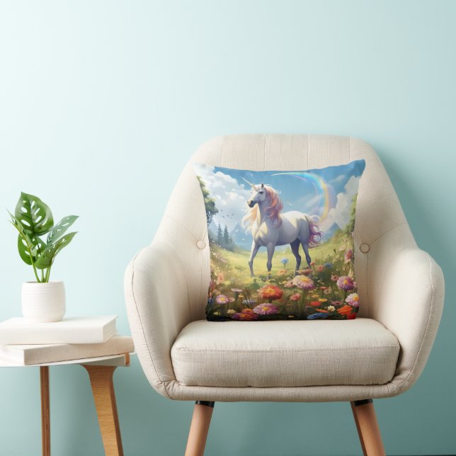 Unicorn on Meadow Cushion (Chair)