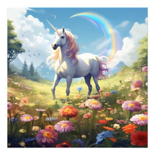 Unicorn on Meadow Photo Print