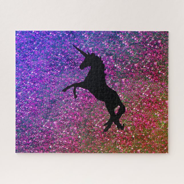 unicorn on pink glitter jigsaw puzzle (Horizontal)