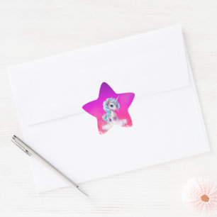 Unicorn on pink sky star sticker