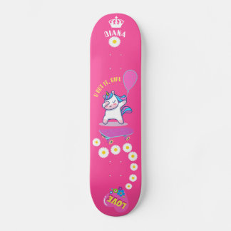 Unicorn on skateboard with personalised captions