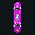 Unicorn on skateboard with personalised captions<br><div class="desc">Unicorn Personalised Skateboard CLICK on PERSONALIZE TEMPLATE OPTION AND ENTER the NAME. you can also custom other captions. Cool skateboard designed with vivid colours and for the background and a funky unicorn riding a skateboard. This Skateboard makes a great gift idea for a unicorn lover.</div>
