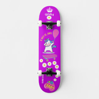 Unicorn on skateboard with personalised captions