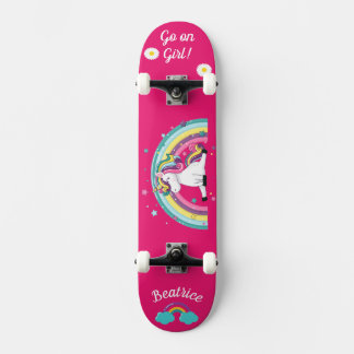 Unicorn on skateboard with personalised captions