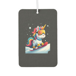 Unicorn on Snowboard - Funny Ski and Wintersports Car Air Freshener