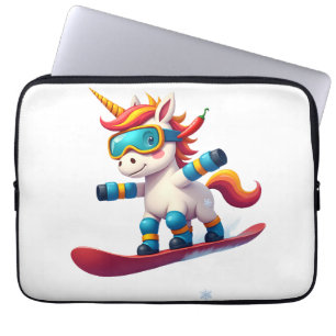 Unicorn on Snowboard - Funny Ski and Wintersports Laptop Sleeve