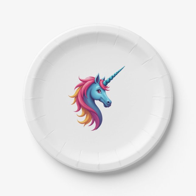 Unicorn on Snowboard - Funny Ski and Wintersports  Paper Plate (Front)