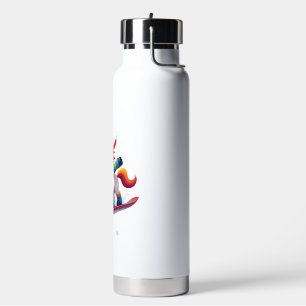 Unicorn on Snowboard - Funny Ski and Wintersports Water Bottle