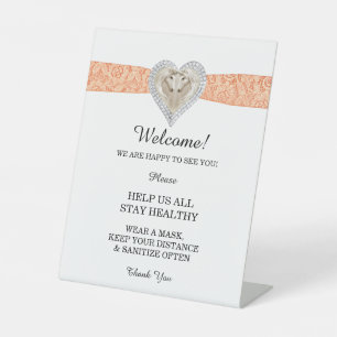 Unicorn Orange Lace Wedding Safety  Pedestal Sign