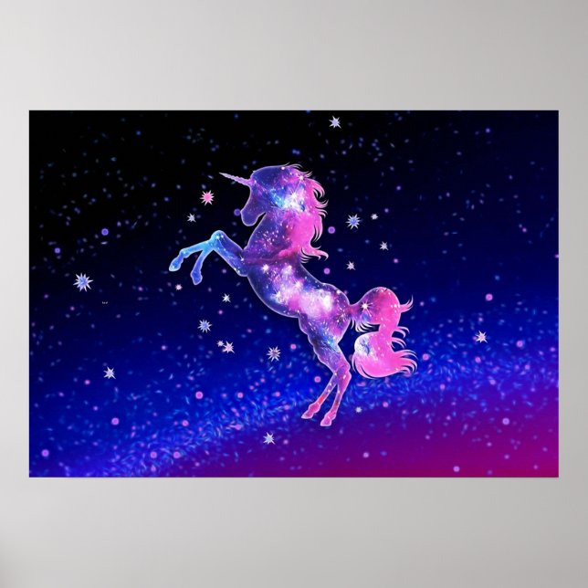 Unicorn outer space galaxy universe stars poster (Front)