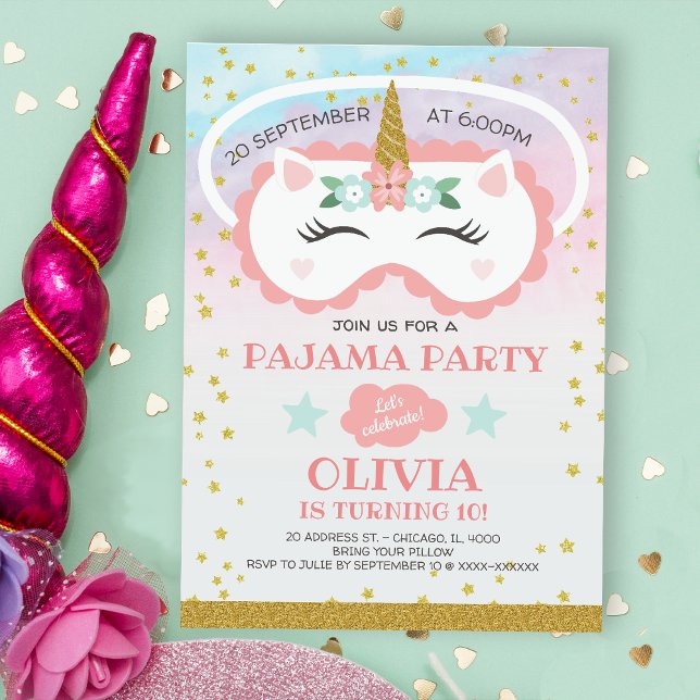 Unicorn Pajama Party Invitation (Creator Uploaded)