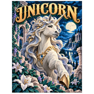 Unicorn, Paper Cut Monster Postcard