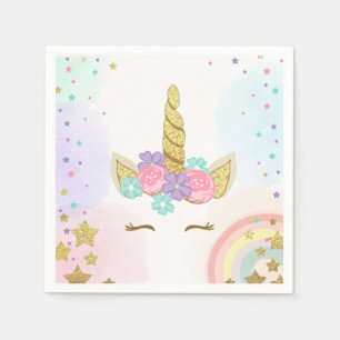 Unicorn Paper Napkin Pink Gold Magical Birthday