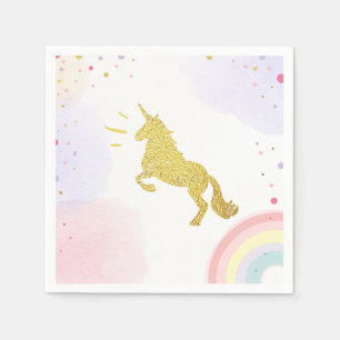 Unicorn Paper Napkin Pink Gold Magical Birthday