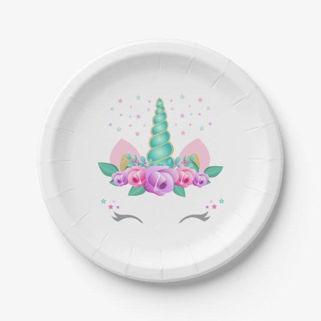Unicorn Paper Plates, Unicorn Party Plates (Front)