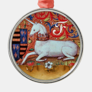 UNICORN PARCHMENT MONOGRAM METAL TREE DECORATION