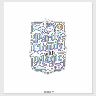 Unicorn Partly Cloudy with Magic Commercial Vector