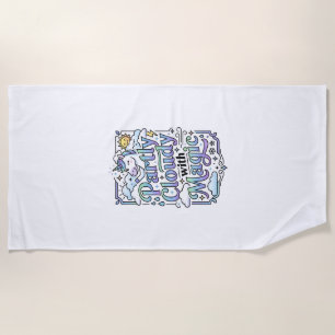 Unicorn Partly Cloudy with Magic Commercial Vector Beach Towel